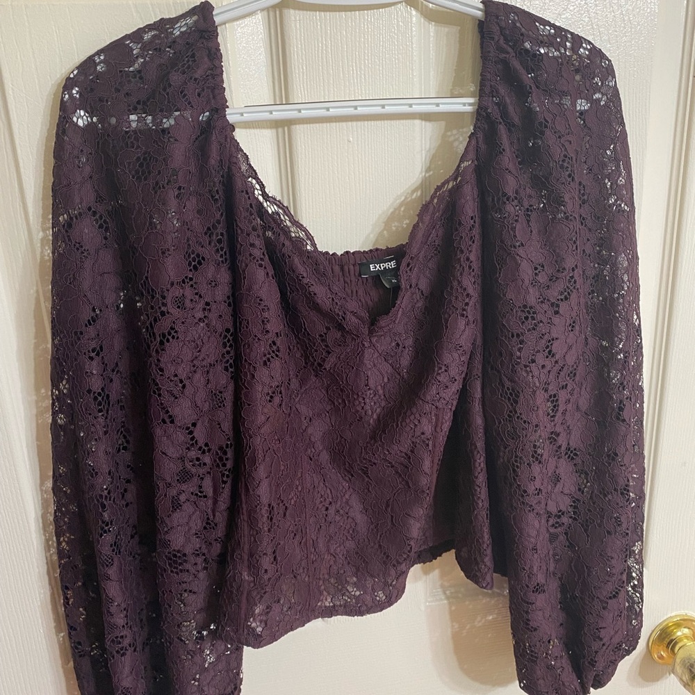 Express Women's Purple Lace Top